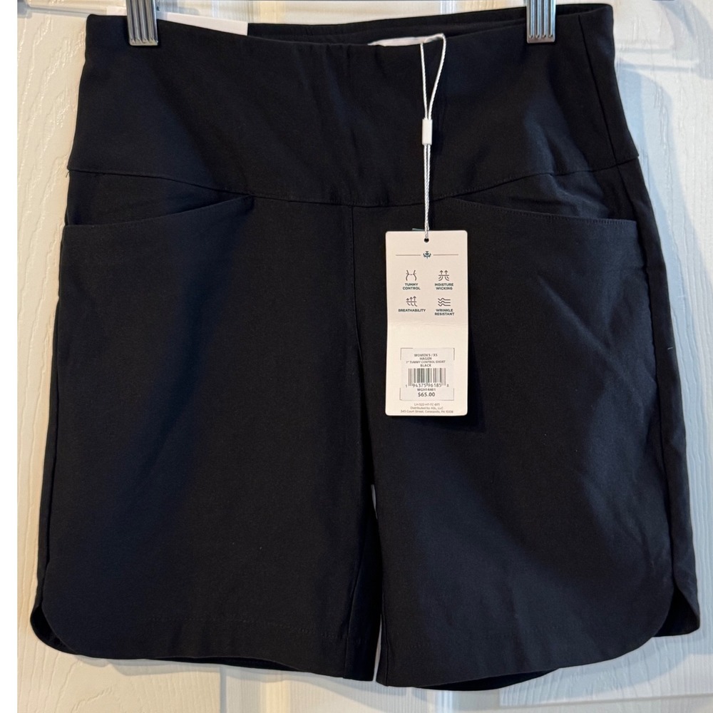 Lady Hagen Golf Shorts Womens XS Black Pull On Tummy Control 4‎ Way Stretch